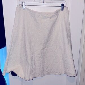 J Crew White Textured Cotton Knee Length Skirt